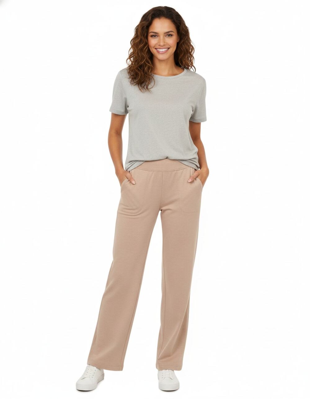 Croft & Barrow Straight-Leg Pants Dune Heather Tan Relaxed French Terry M